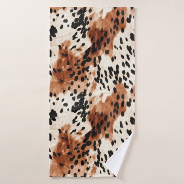 Brown Cream Animal Cowhid Badehandtuch (Badehandtuch)