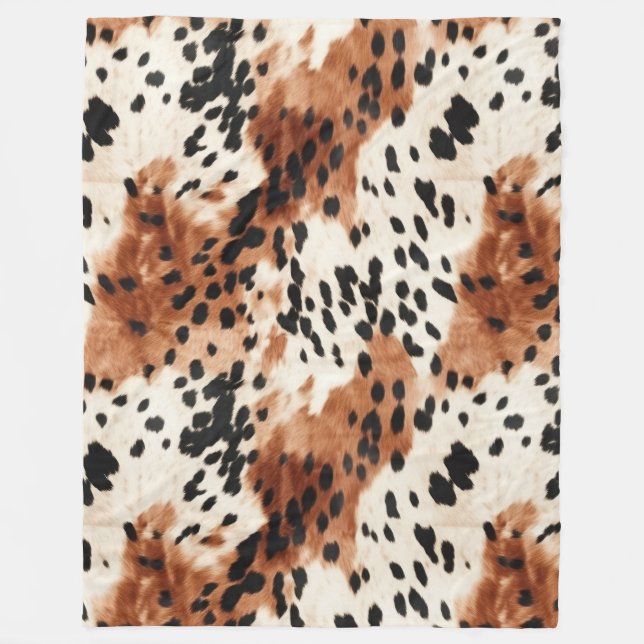 Brown Cream Animal Cowhid Fleecedecke (Vorderseite)