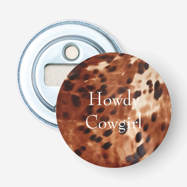 Brown Cream Black Cowhide Flaschenöffner (Vorderseite)