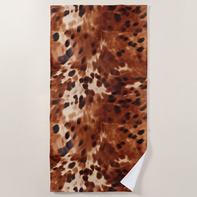 Brown Cream Black Cowhide Strandtuch (Vorderseite)