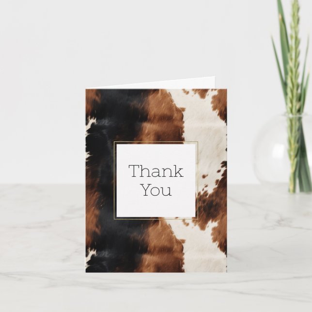 Brown Cream Black Southwest Cowhide Vielen Dank Dankeskarte (Vorderseite)