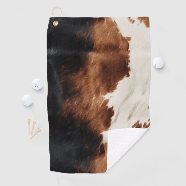 Brown Cream Black Südwest Cowhide Golfhandtuch (Insitu)