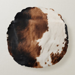 Brown Cream Black Südwest Cowhide Rundes Kissen