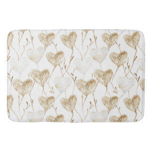 Brown Cream Boho Hearts Badematte