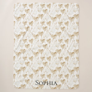 Brown Cream Boho Hearts Sherpadecke
