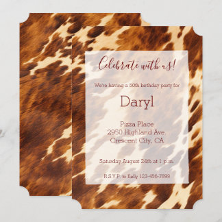 Brown Cream Cowhide Animal Print Einladung