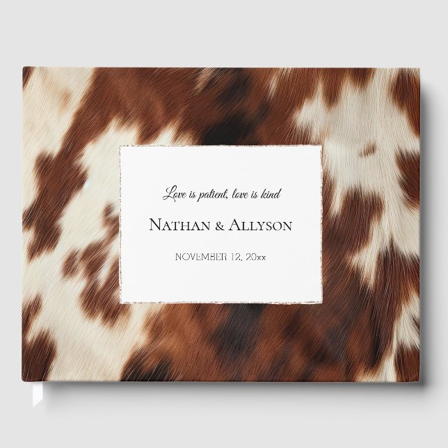 Brown Cream Cowhide Gästebuch (Vorderseite)