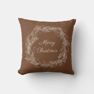 Brown Cream Earthy Frohe Weihnachtsfeier Kissen