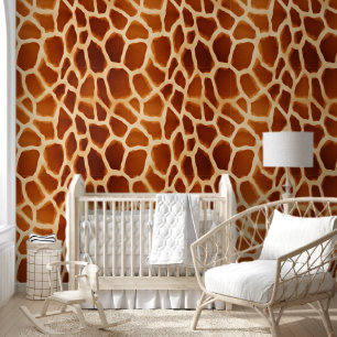 Brown Cream Giraffe Animal Print Tapete