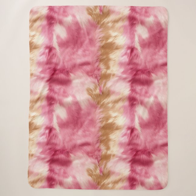 Brown Cream Pink Cowgirl Cowhide Sherpadecke (Vorderseite)