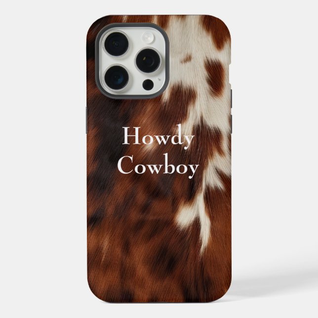 Brown Cream Western Cowhide iPhone 15 Pro Max Hülle (Rückseite)