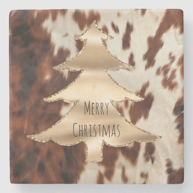 Brown Cream Western Cowhide Steinuntersetzer (Vorderseite)