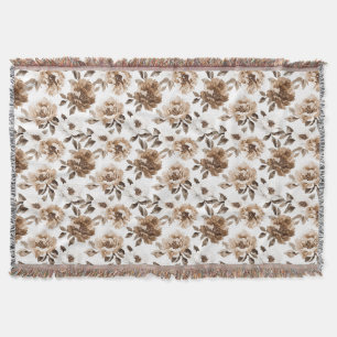 Brown Cream White Blume Weihnachten Decke