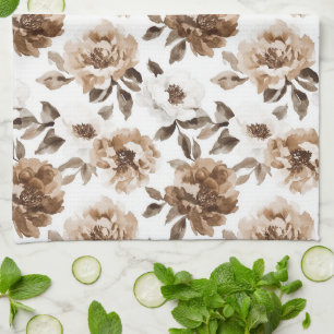 Brown Cream White Blume Weihnachten Geschirrtuch