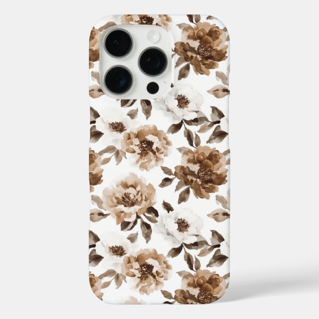 Brown Cream White Blume Weihnachten iPhone 16 Pro Hülle (Rückseite)