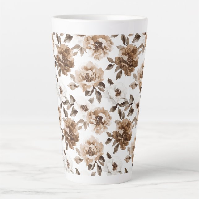 Brown Cream White Blume Weihnachten Milchtasse (Vorderseite)