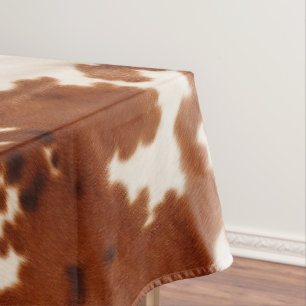 Brown Cream White Cowhid Tischdecke