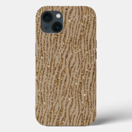 Brown Cream Zebra Animal Print Glitzer Case-Mate iPhone Hülle
