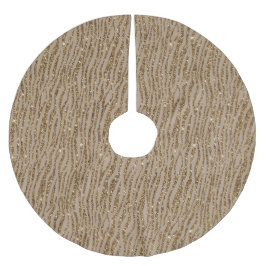 Brown Cream Zebra Print Animal Glitzer Polyester Weihnachtsbaumdecke