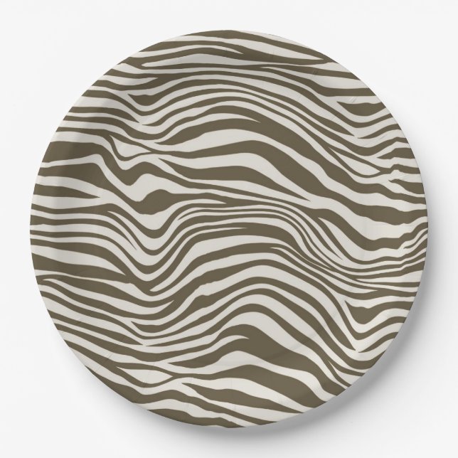 Brown Cream Zebra Print Pappteller (Vorderseite)
