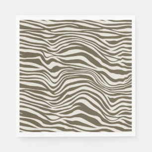 Brown Cream Zebra Print Serviette