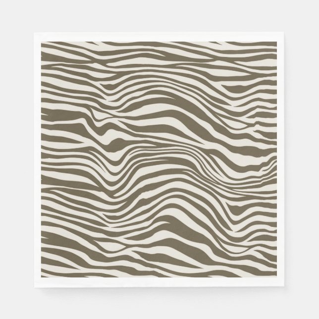 Brown Cream Zebra Print Serviette (Vorderseite)
