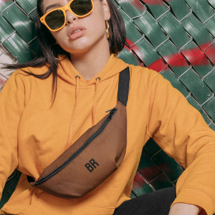 Brown Cuir Vintage Vieux Monogramme simple