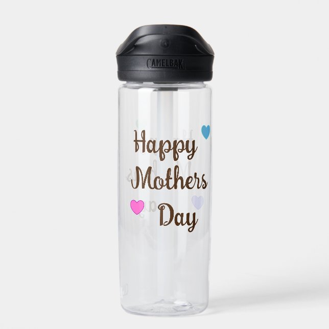 Brown Cursive Typografy Happy Mthers Day, Trinkflasche (Rückseite)