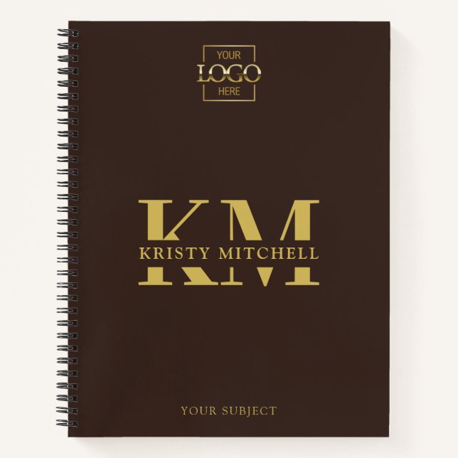 Brown Custom Company Logo Business Mit Monogramm Notizbuch (Vorderseite)