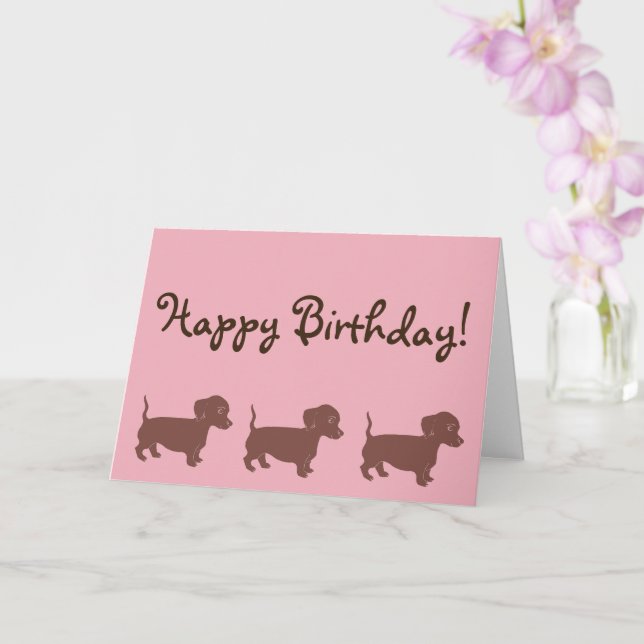 Brown Dachshunds rose Bonne carte d'anniversaire (Orchidée)