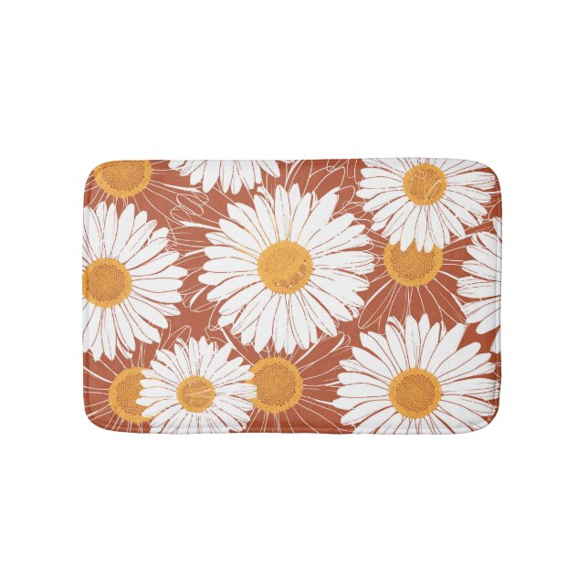 Brown Daisis: Muster nahtloser Blume Badematte (Vorderseite)