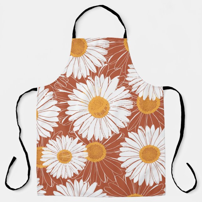 Brown Daisis: Muster nahtloser Blume Schürze (Vorderseite)