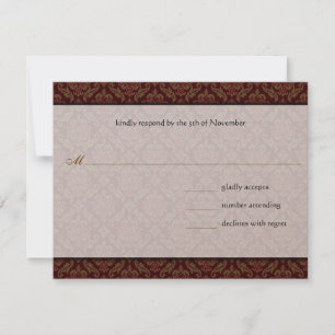 Brown Damask  Wedding Invitation