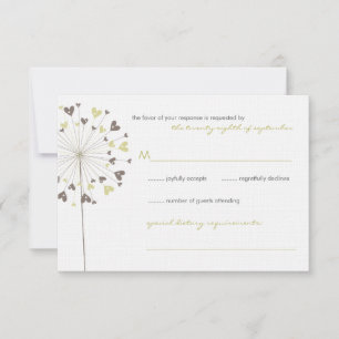 Brown Dandelion Flowers Love Wedding Carte RSVP
