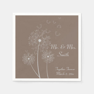 Brown Dandelion Wedding Napkins Serviette