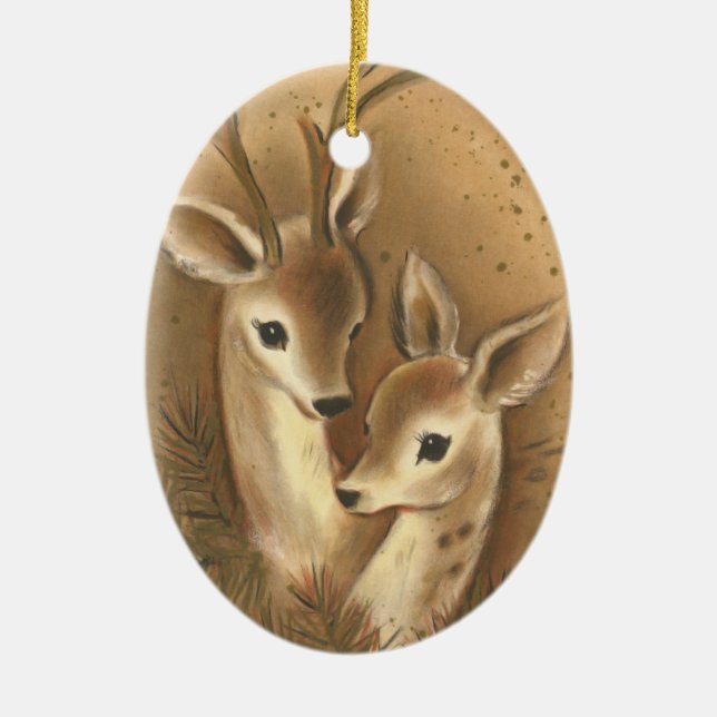 Brown Deer Couple Ornement de Noël personnalisé (Devant)