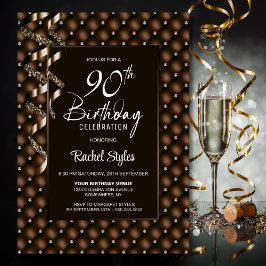 Brown Diamond Pattern 90. Geburtstagsparty Einladung