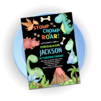 Brown Dinosaur Geburtstagseinladungen Einladung