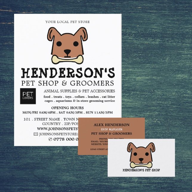 Brown Dog with Bone, Pet Store & Groomers Flyer (Von Creator hochgeladen)