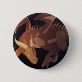 Brown Dragon Fantasy Art Button