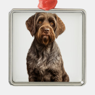BROWN DRAHTHAAR POINING GRIFFON HUND ORNAMENT AUS METALL