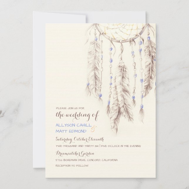 Brown Dreamcatcher Boho Faire-part de mariage (Devant)