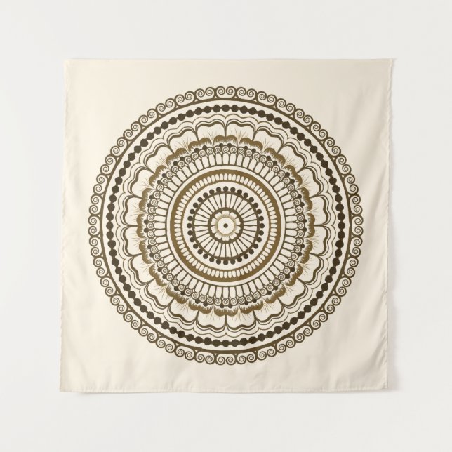 Brown Earth Tones Henna Mandala Wandteppich (Vorderseite)