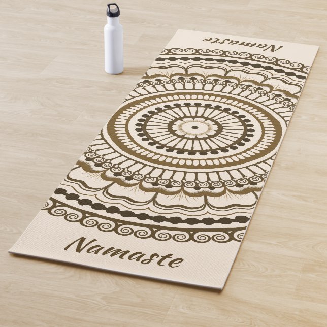 Brown Earth Tones Mehndi Henna Mandala Yogamatte (Beispiel)