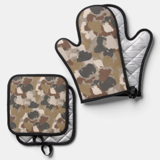 Brown Earth Tones Military Camouflage Ofenhandschuh & Topflappen-Set