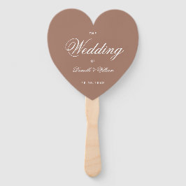 Brown Earthy Neutrals Heart Script Wedding Program Fächer