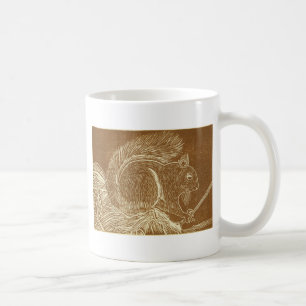Brown-Eichhörnchen Linocut Kaffeetasse