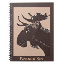 Brown-Elch-Kunst-personalisiertes Notizbuch
