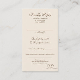 Brown Elegant Calligraphy Wedding RSVP Card Visitenkarte