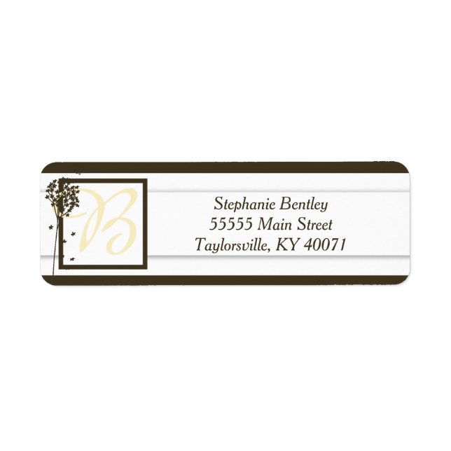 Brown Elegant Tree Wedding Return Address Label (Vorne)